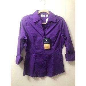 NWT Ladies Career Small Lee Riders Easy Care Blouse Purple Office Attire
